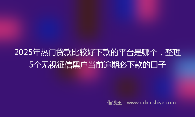2025年热门贷款比较好下款的平台是哪个，整理5个无视征信黑户当前逾期必下款的口子