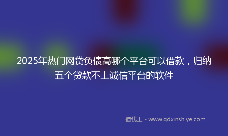 2025年热门网贷负债高哪个平台可以借款，归纳五个贷款不上诚信平台的软件