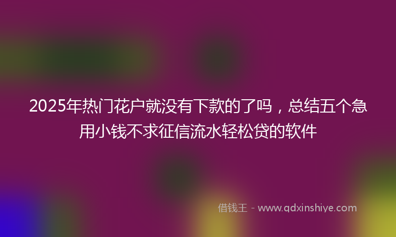 2025年热门花户就没有下款的了吗，总结五个急用小钱不求征信流水轻松贷的软件