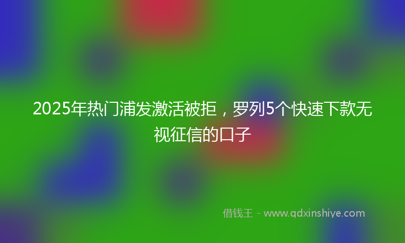 2025年热门浦发激活被拒，罗列5个快速下款无视征信的口子