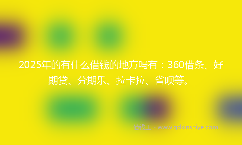 2025年的有什么借钱的地方吗有：360借条、好期贷、分期乐、拉卡拉、省呗等。