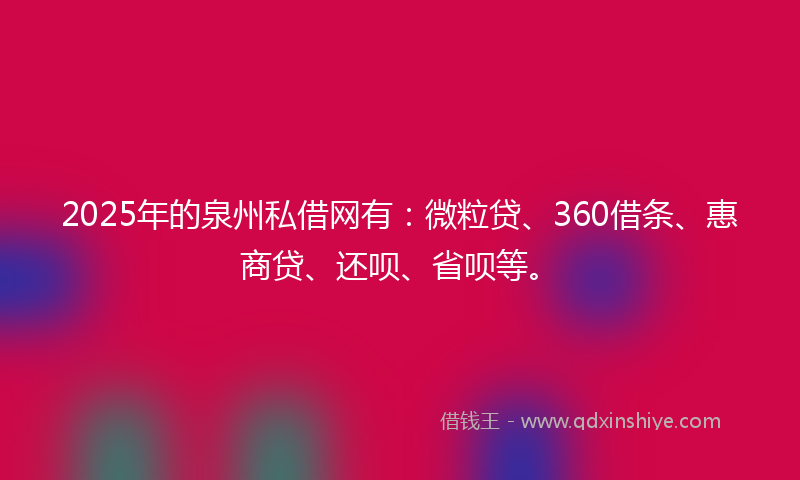 2025年的泉州私借网有：微粒贷、360借条、惠商贷、还呗、省呗等。