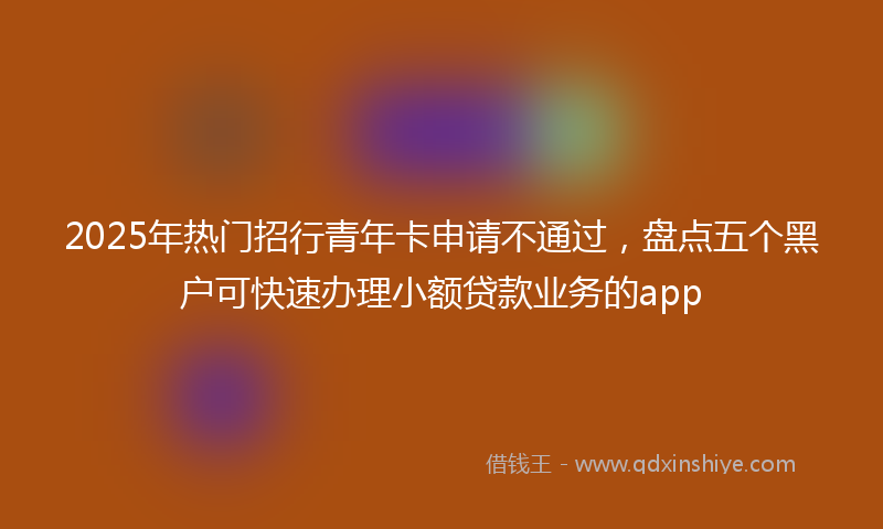 2025年热门招行青年卡申请不通过，盘点五个黑户可快速办理小额贷款业务的app