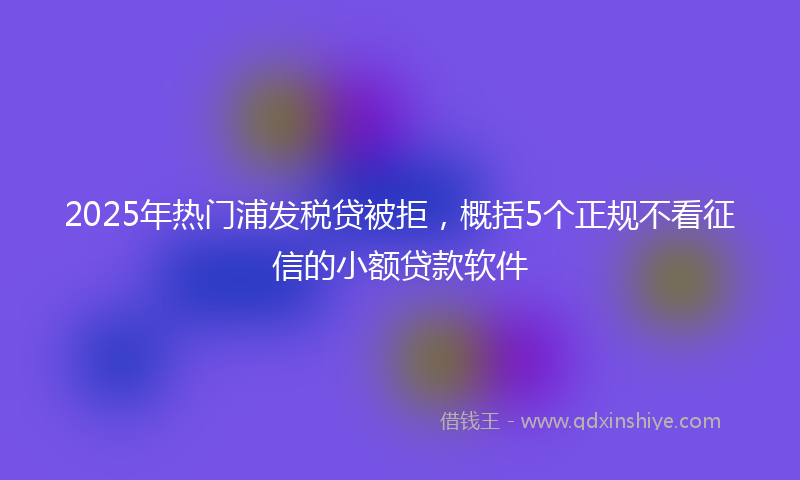 2025年热门浦发税贷被拒，概括5个正规不看征信的小额贷款软件