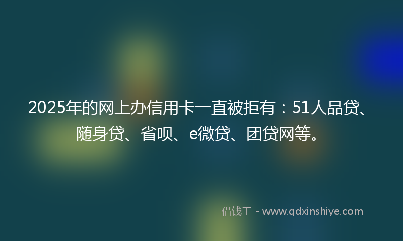 2025年的网上办信用卡一直被拒有：51人品贷、随身贷、省呗、e微贷、团贷网等。