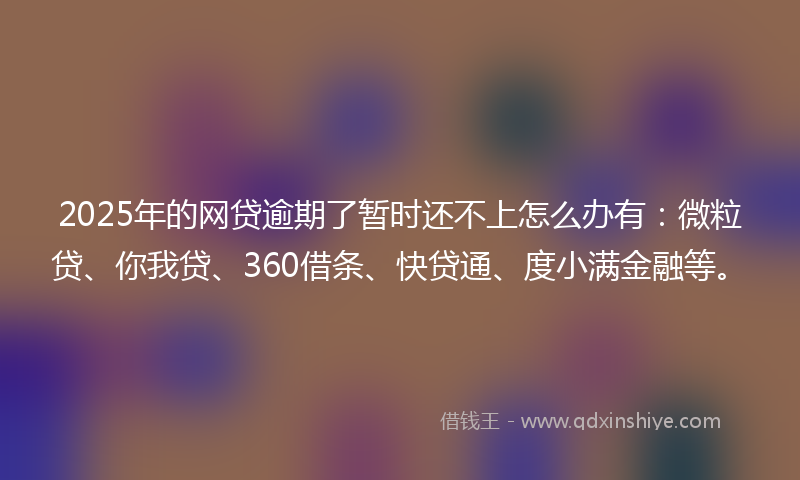 2025年的网贷逾期了暂时还不上怎么办有：微粒贷、你我贷、360借条、快贷通、度小满金融等。