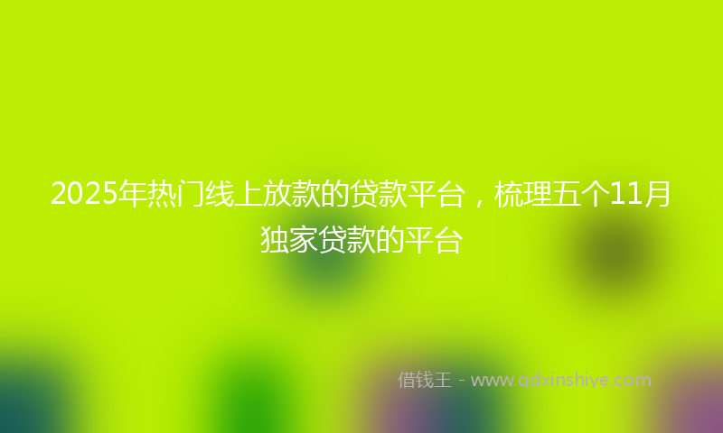 2025年热门线上放款的贷款平台，梳理五个11月独家贷款的平台