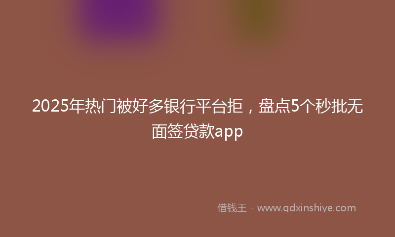 2025年热门被好多银行平台拒，盘点5个秒批无面签贷款app