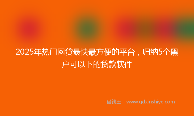 2025年热门网贷最快最方便的平台，归纳5个黑户可以下的贷款软件