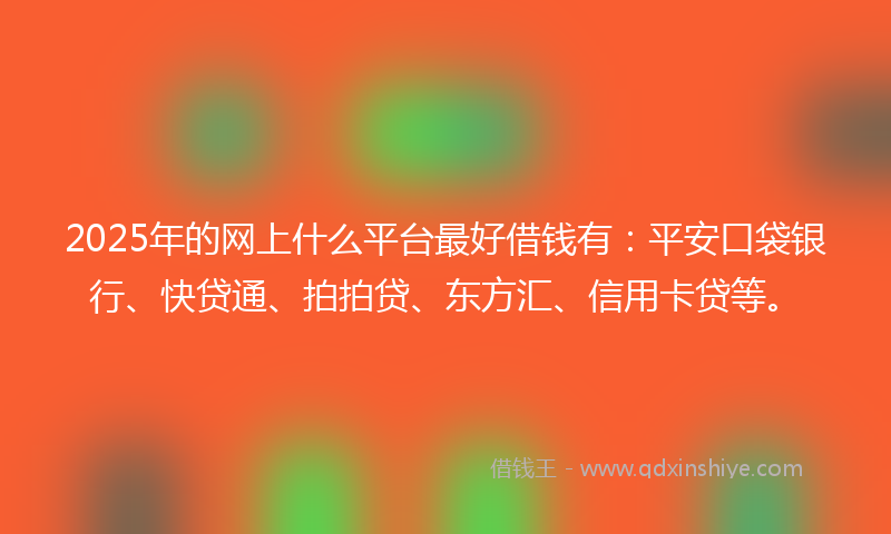 2025年的网上什么平台最好借钱有：平安口袋银行、快贷通、拍拍贷、东方汇、信用卡贷等。