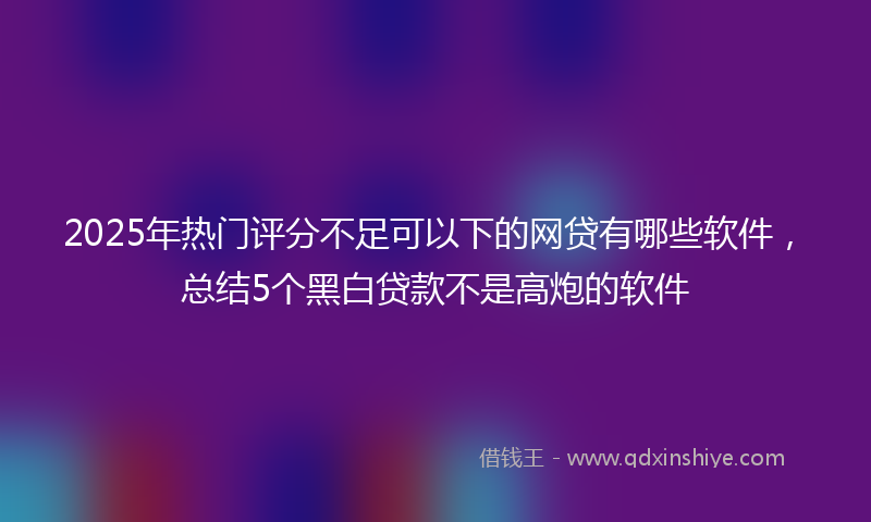 2025年热门评分不足可以下的网贷有哪些软件，总结5个黑白贷款不是高炮的软件
