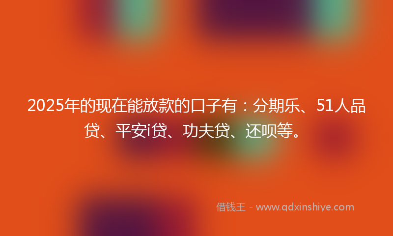 2025年的现在能放款的口子有：分期乐、51人品贷、平安i贷、功夫贷、还呗等。