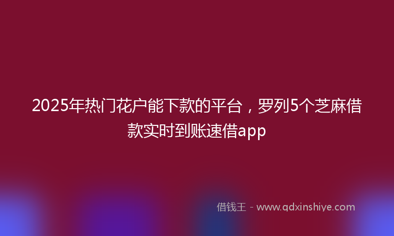 2025年热门花户能下款的平台，罗列5个芝麻借款实时到账速借app