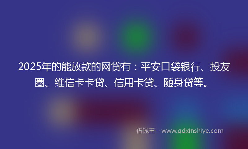 2025年的能放款的网贷有：平安口袋银行、投友圈、维信卡卡贷、信用卡贷、随身贷等。