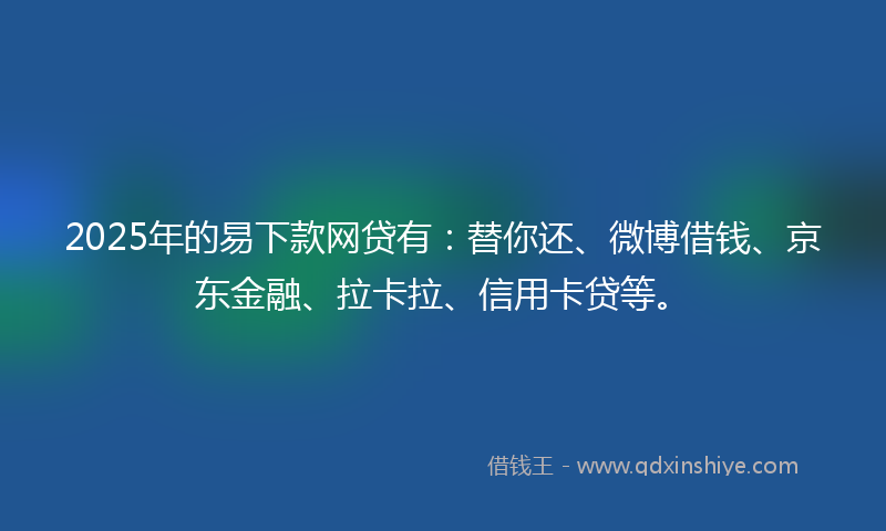 2025年的易下款网贷有：替你还、微博借钱、京东金融、拉卡拉、信用卡贷等。