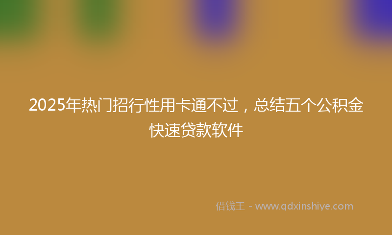 2025年热门招行性用卡通不过，总结五个公积金快速贷款软件