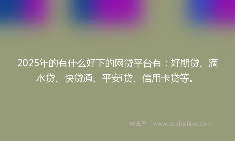 2025年的有什么好下的网贷平台有：好期贷、滴水贷、快贷通、平安i贷、信用卡贷等。