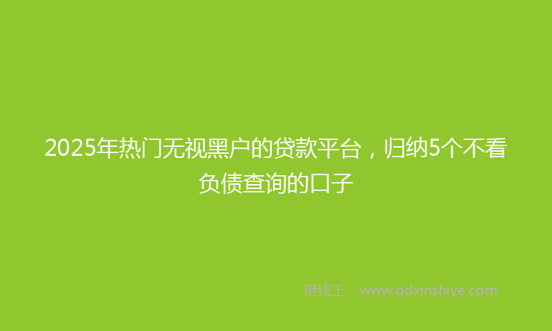 2025年热门无视黑户的贷款平台，归纳5个不看负债查询的口子