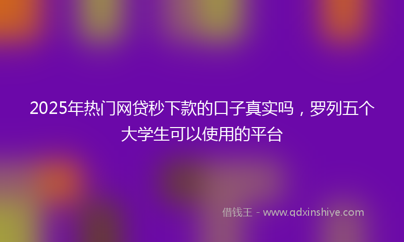 2025年热门网贷秒下款的口子真实吗，罗列五个大学生可以使用的平台