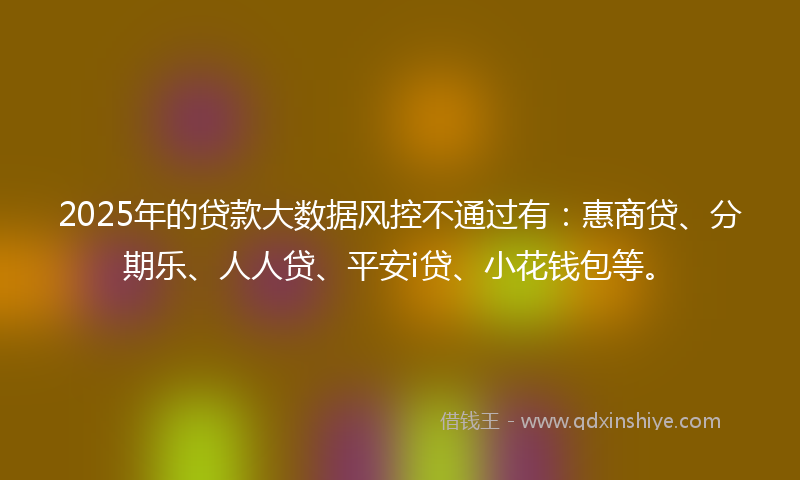 2025年的贷款大数据风控不通过有：惠商贷、分期乐、人人贷、平安i贷、小花钱包等。