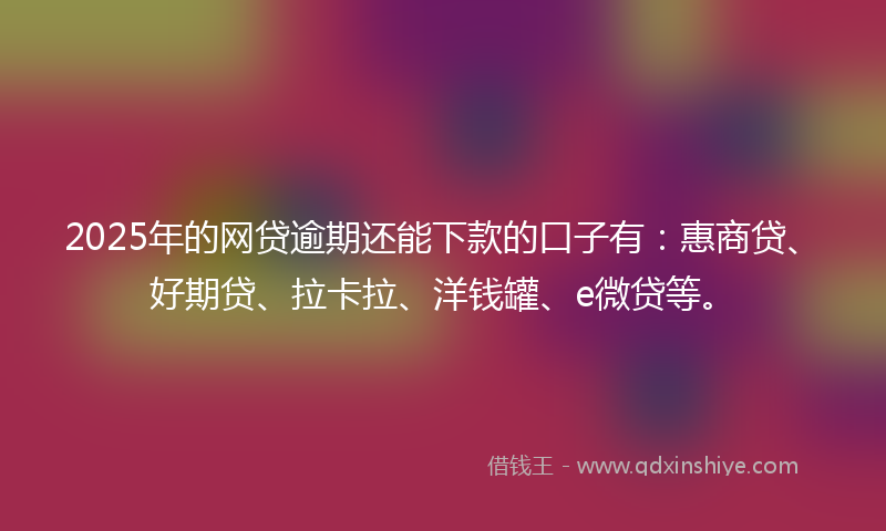 2025年的网贷逾期还能下款的口子有：惠商贷、好期贷、拉卡拉、洋钱罐、e微贷等。