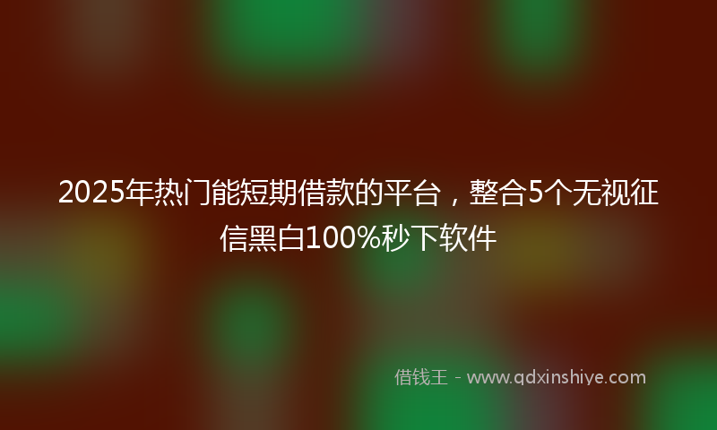 2025年热门能短期借款的平台，整合5个无视征信黑白100%秒下软件