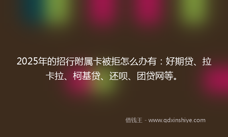 2025年的招行附属卡被拒怎么办有：好期贷、拉卡拉、柯基贷、还呗、团贷网等。
