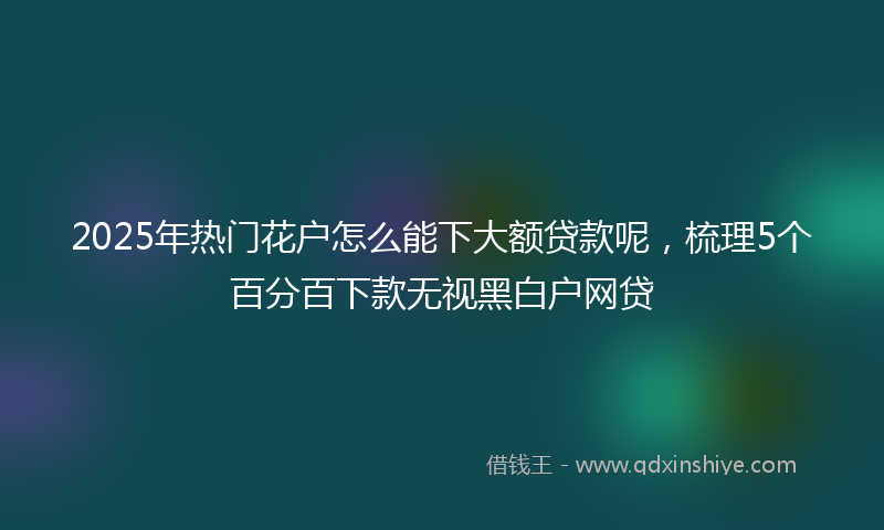 2025年热门花户怎么能下大额贷款呢，梳理5个百分百下款无视黑白户网贷
