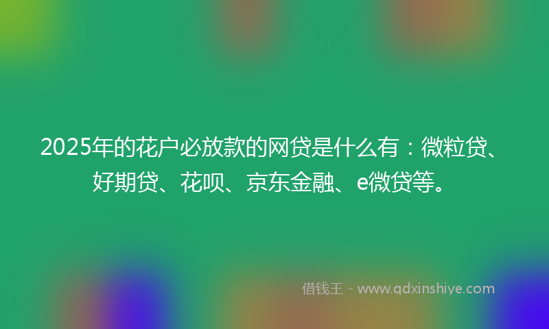 2025年的花户必放款的网贷是什么有：微粒贷、好期贷、花呗、京东金融、e微贷等。