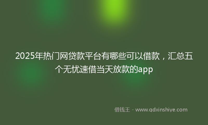 2025年热门网贷款平台有哪些可以借款，汇总五个无忧速借当天放款的app
