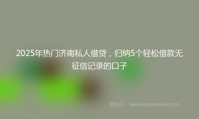 2025年热门济南私人借贷，归纳5个轻松借款无征信记录的口子