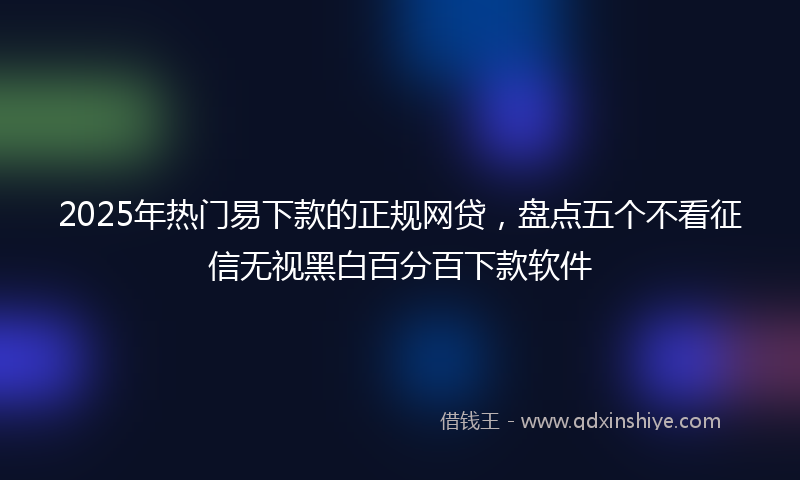 2025年热门易下款的正规网贷，盘点五个不看征信无视黑白百分百下款软件