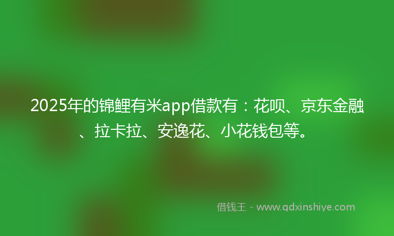 2025年的锦鲤有米app借款有：花呗、京东金融、拉卡拉、安逸花、小花钱包等。