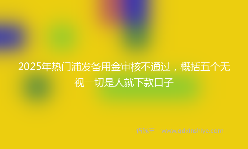 2025年热门浦发备用金审核不通过，概括五个无视一切是人就下款口子