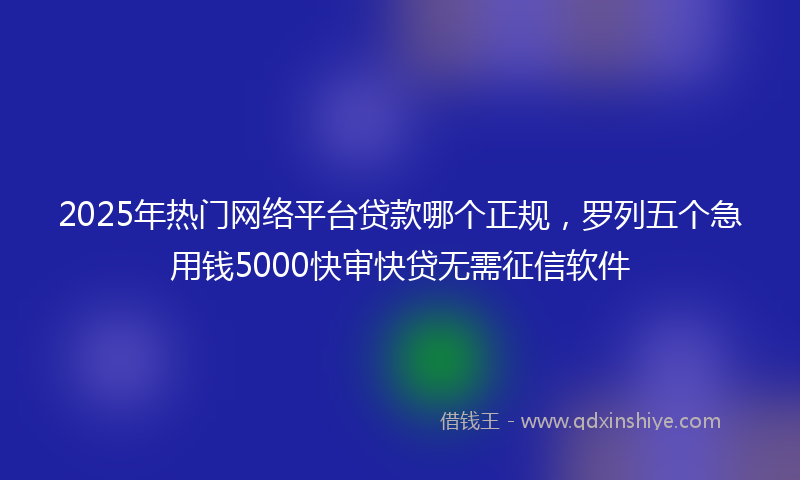2025年热门网络平台贷款哪个正规，罗列五个急用钱5000快审快贷无需征信软件