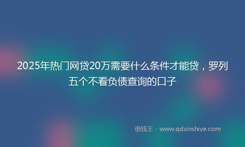 2025年热门网贷20万需要什么条件才能贷，罗列五个不看负债查询的口子
