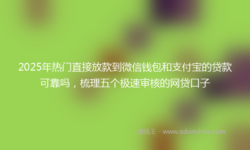 2025年热门直接放款到微信钱包和支付宝的贷款可靠吗，梳理五个极速审核的网贷口子