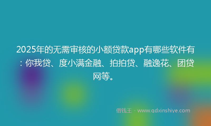 2025年的无需审核的小额贷款app有哪些软件有：你我贷、度小满金融、拍拍贷、融逸花、团贷网等。