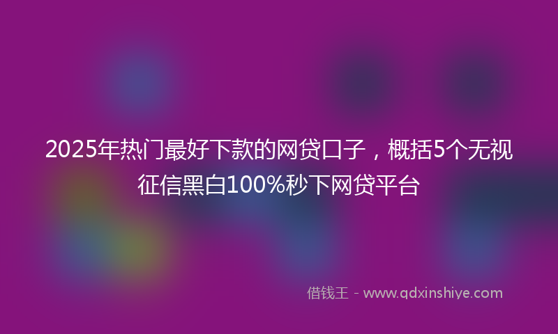 2025年热门最好下款的网贷口子，概括5个无视征信黑白100%秒下网贷平台