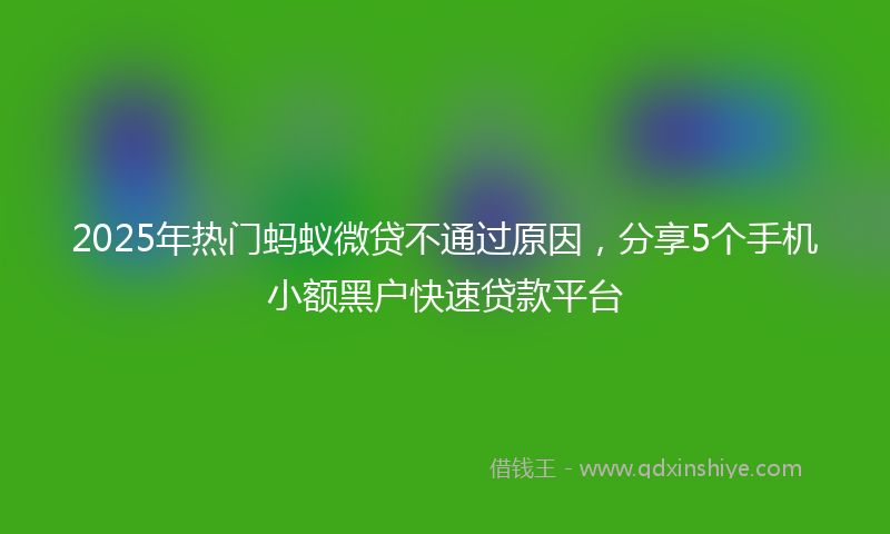 2025年热门蚂蚁微贷不通过原因，分享5个手机小额黑户快速贷款平台