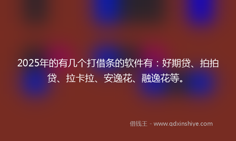 2025年的有几个打借条的软件有：好期贷、拍拍贷、拉卡拉、安逸花、融逸花等。