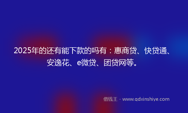 2025年的还有能下款的吗有：惠商贷、快贷通、安逸花、e微贷、团贷网等。