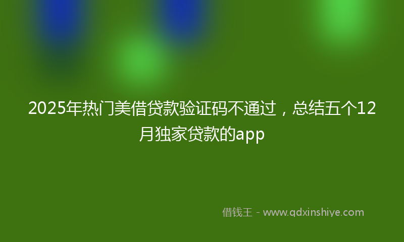 2025年热门美借贷款验证码不通过，总结五个12月独家贷款的app