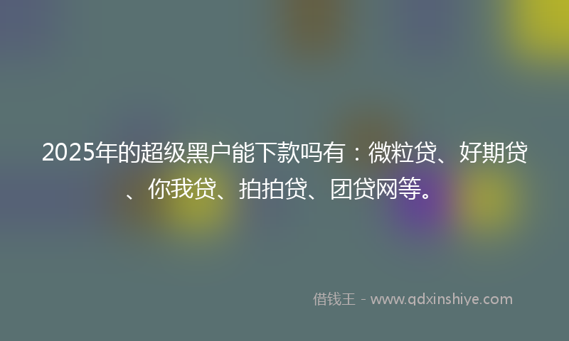 2025年的超级黑户能下款吗有：微粒贷、好期贷、你我贷、拍拍贷、团贷网等。