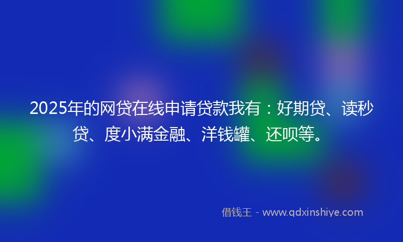 2025年的网贷在线申请贷款我有：好期贷、读秒贷、度小满金融、洋钱罐、还呗等。