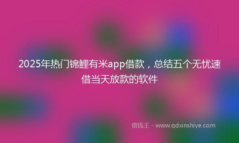 2025年热门锦鲤有米app借款，总结五个无忧速借当天放款的软件