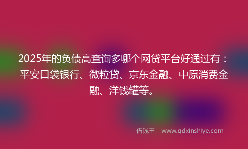 2025年的负债高查询多哪个网贷平台好通过有：平安口袋银行、微粒贷、京东金融、中原消费金融、洋钱罐等。