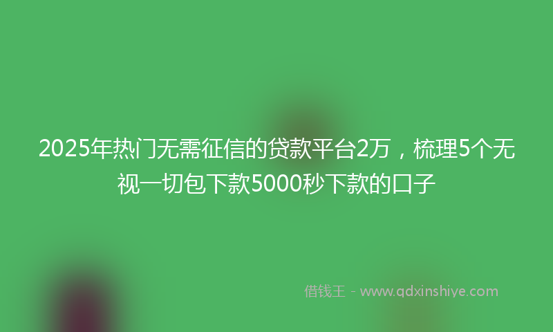 2025年热门无需征信的贷款平台2万，梳理5个无视一切包下款5000秒下款的口子