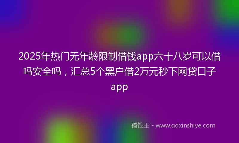 2025年热门无年龄限制借钱app六十八岁可以借吗安全吗，汇总5个黑户借2万元秒下网贷口子app