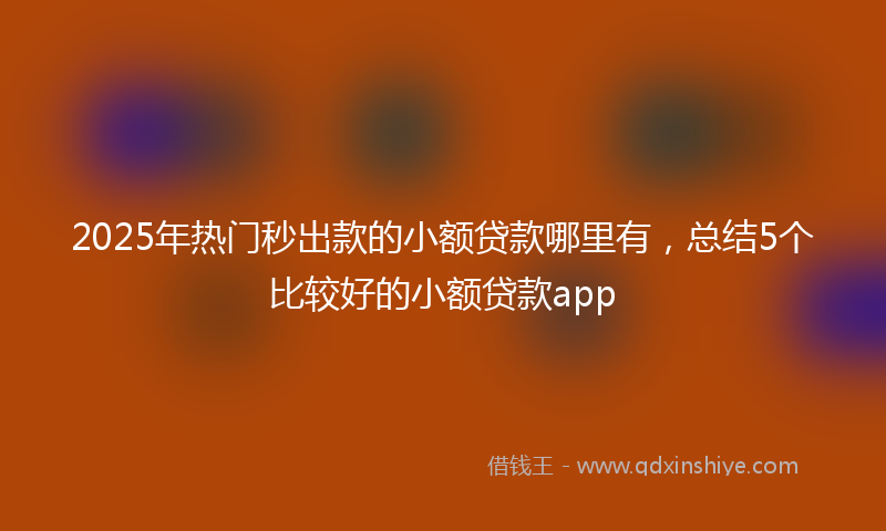 2025年热门秒出款的小额贷款哪里有，总结5个比较好的小额贷款app